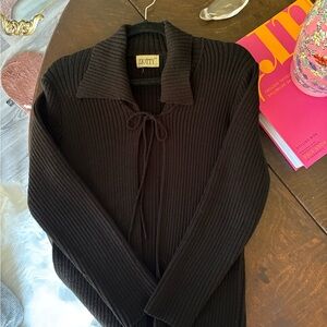 Ziotty Tie Front Collared Knit Cardigan